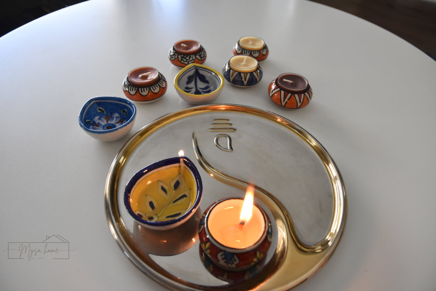 Blue Pottery Diya Design - 2