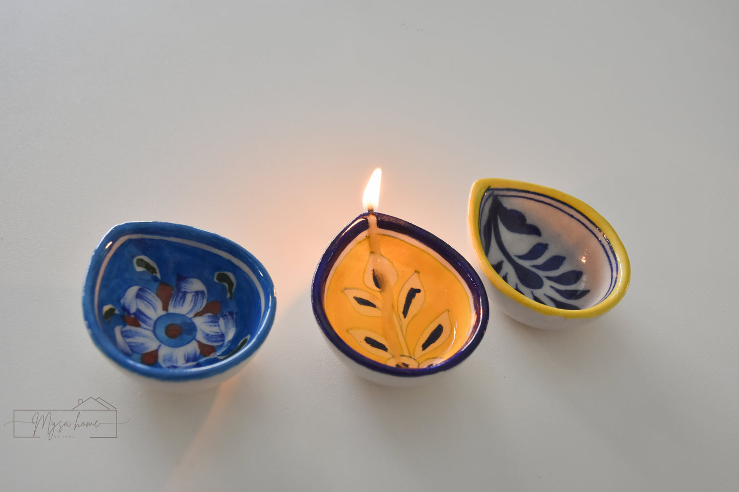 Blue Pottery Diya Design - 2
