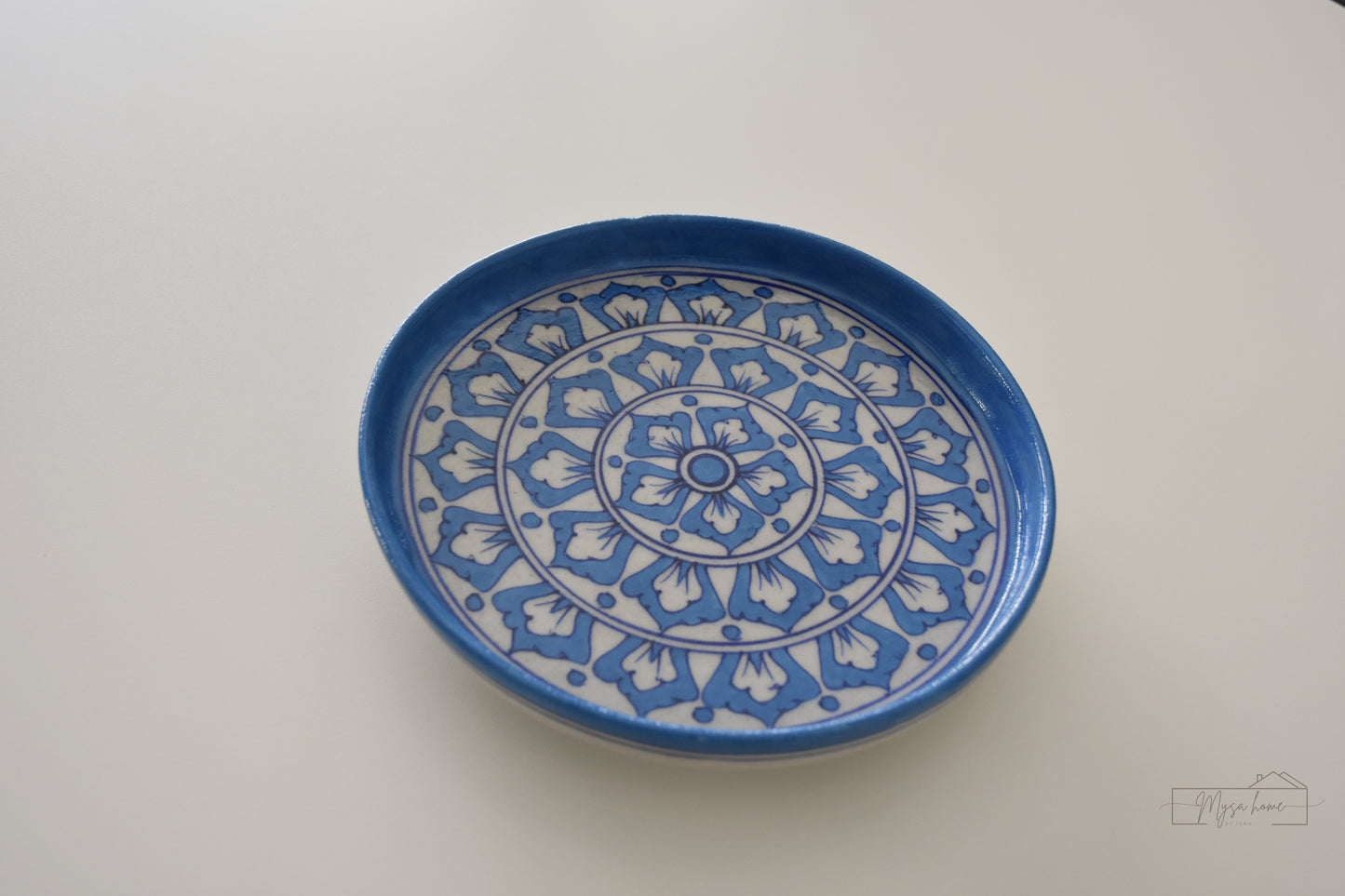 Blue Pottery Tray Round 8.5" - blue