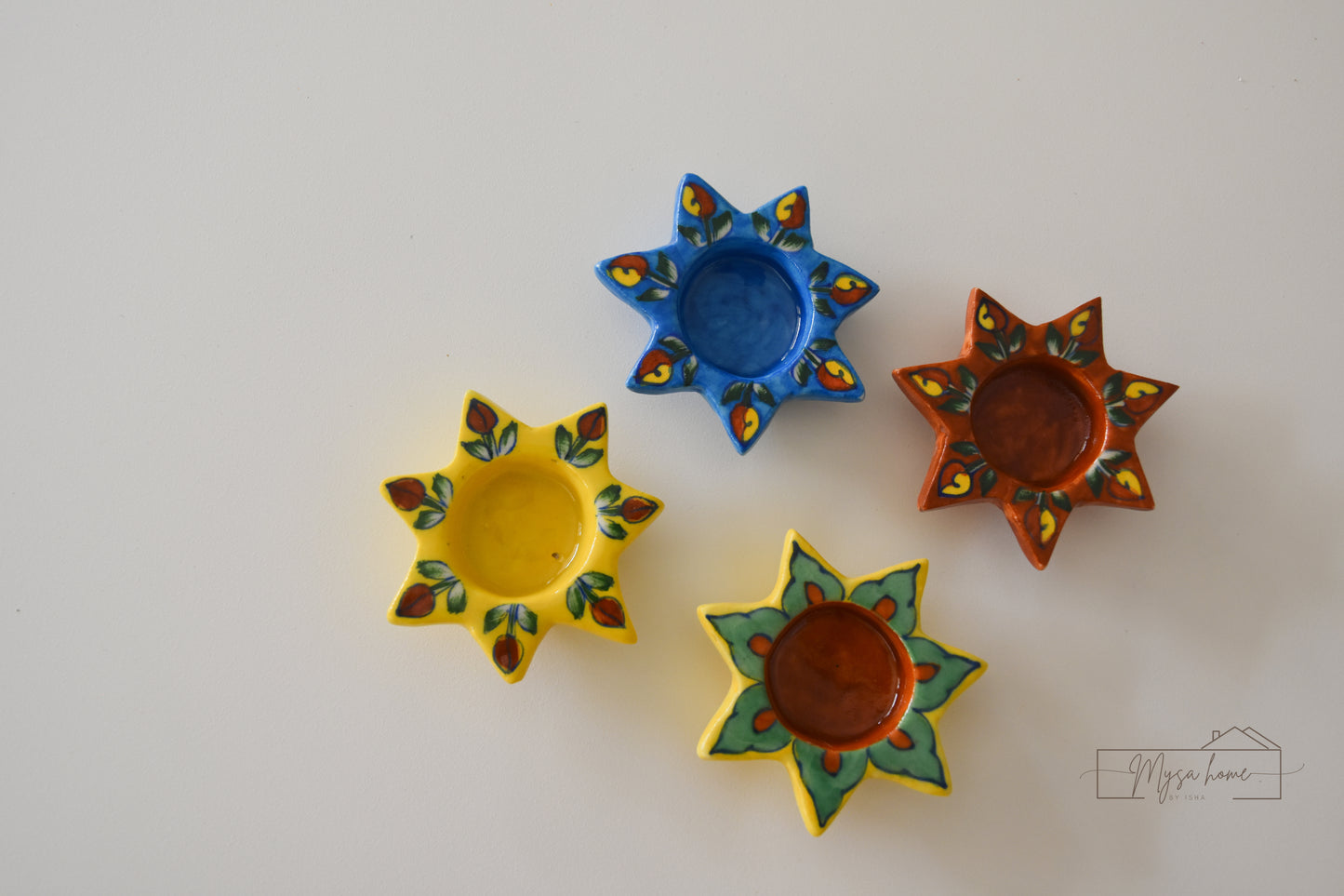 Star Tea Light Diya -5 Blue Bud