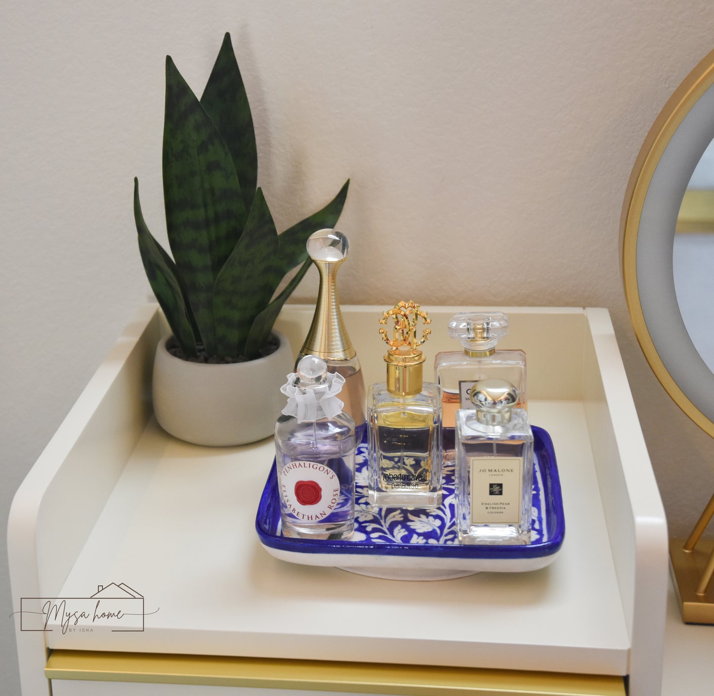 Blue Pottery Tray Square 8" - Blue and white