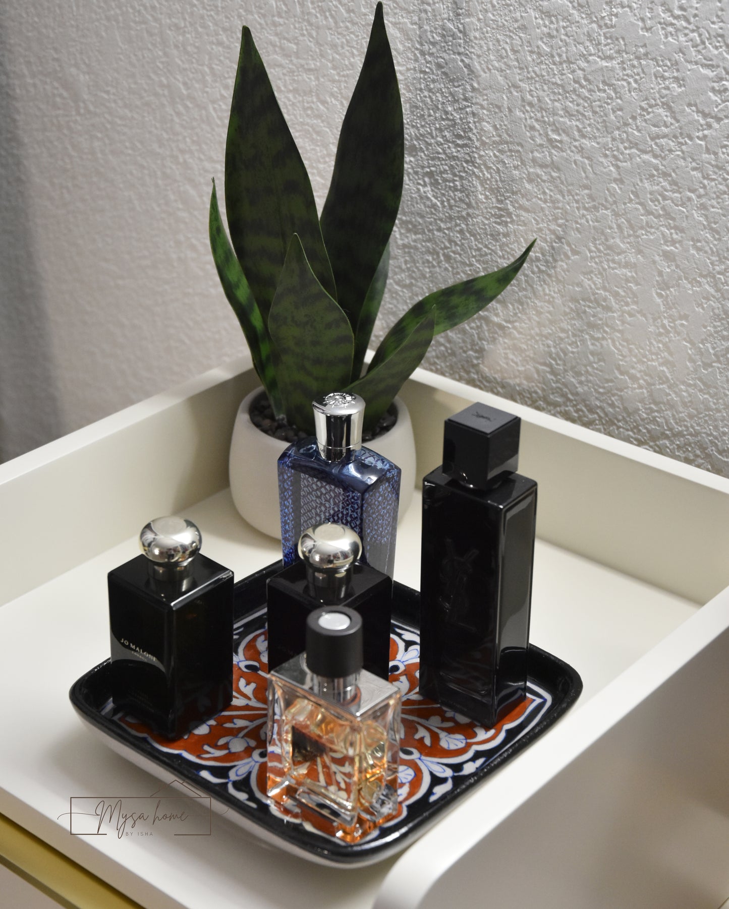 Blue Pottery Tray Square 8" - Ebony Blossoms