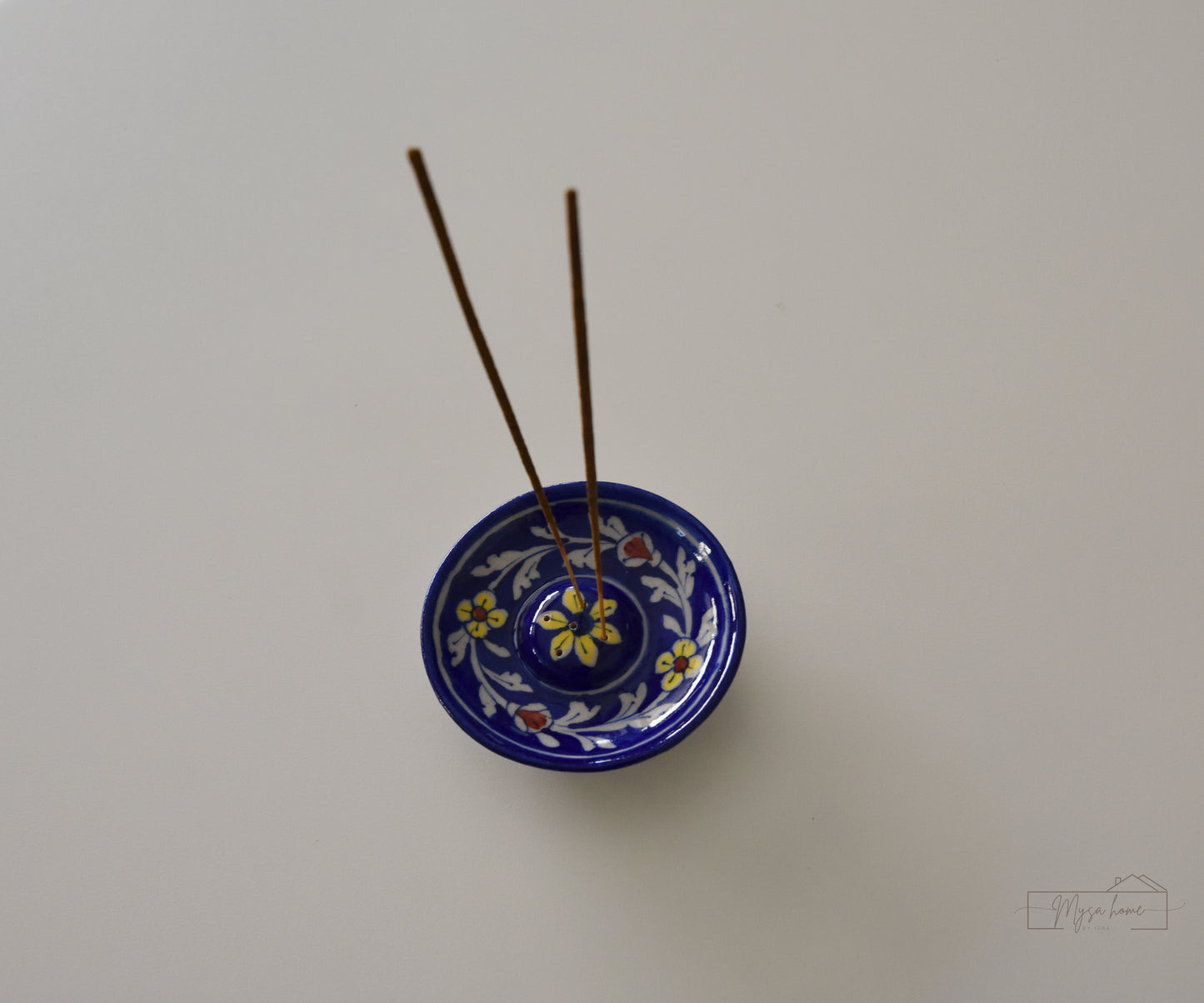 Blue Pottery Incense Holder Round