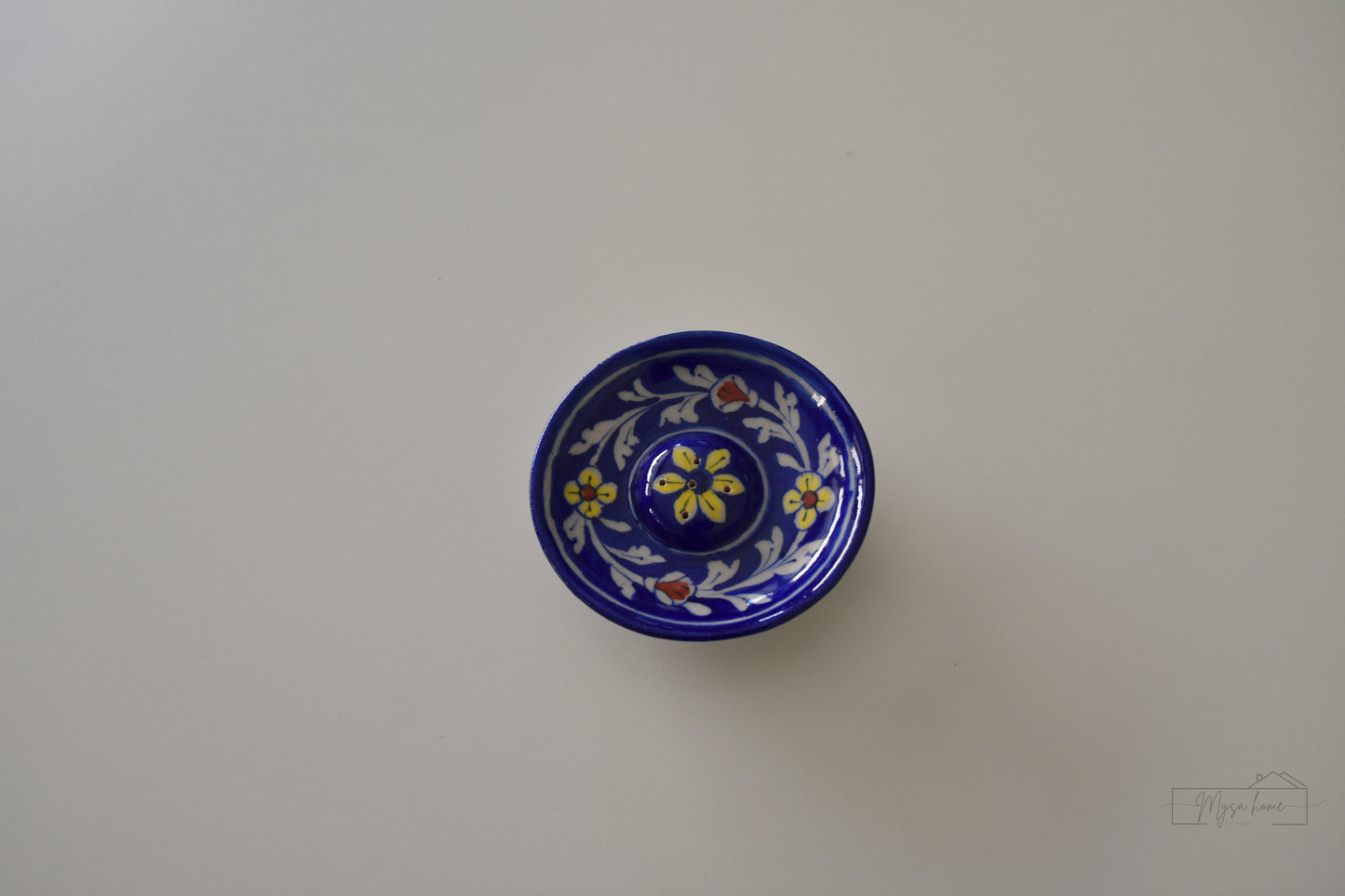 Blue Pottery Incense Holder Round