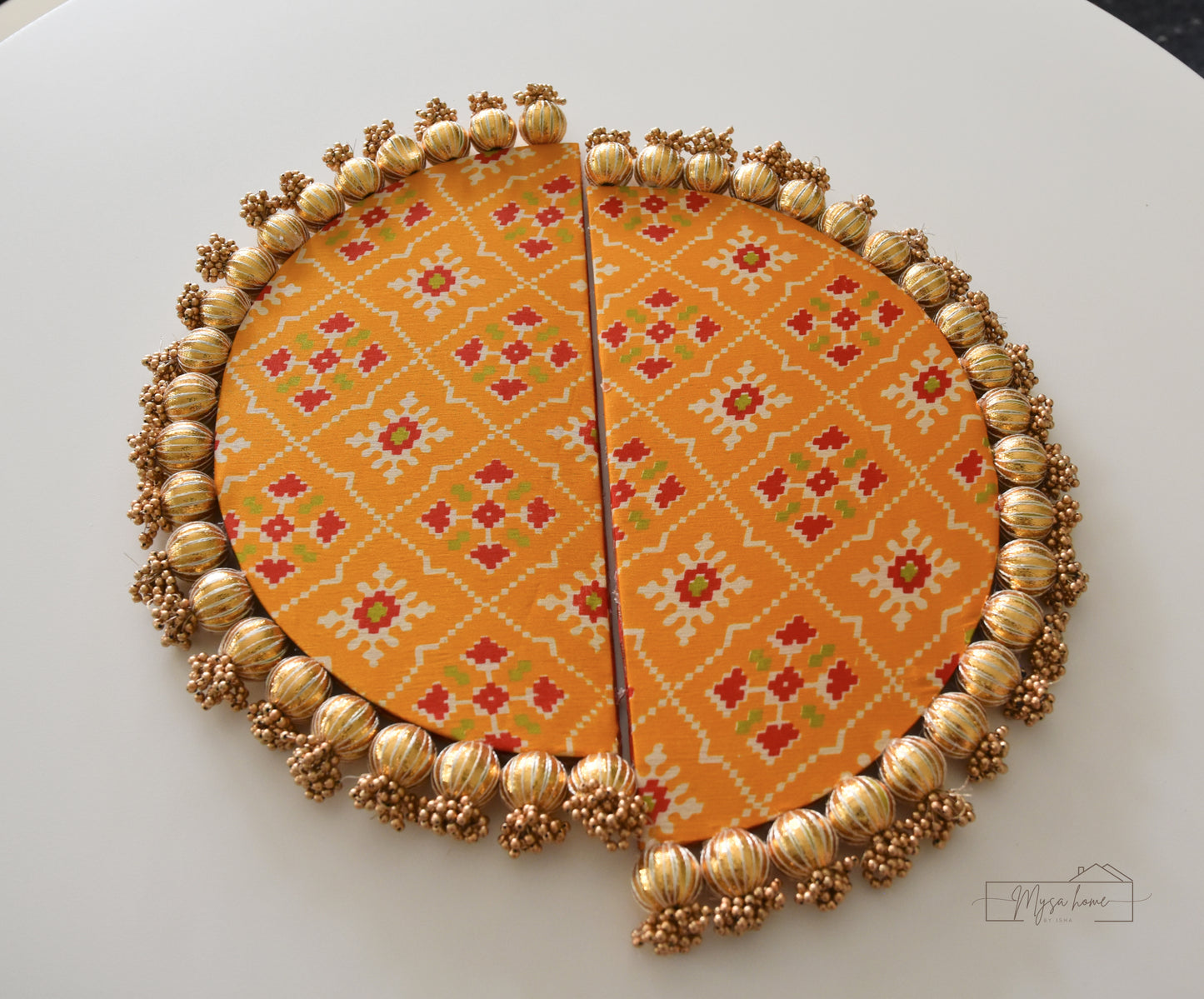 Rangoli: Reversible D - Mat 14" Red-Yellow