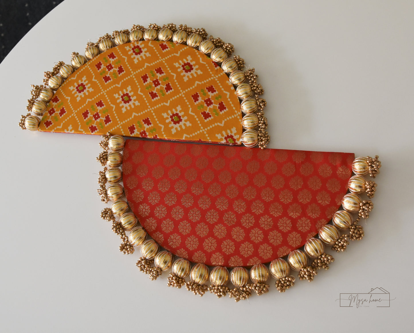 Rangoli: Reversible D - Mat 14" Red-Yellow