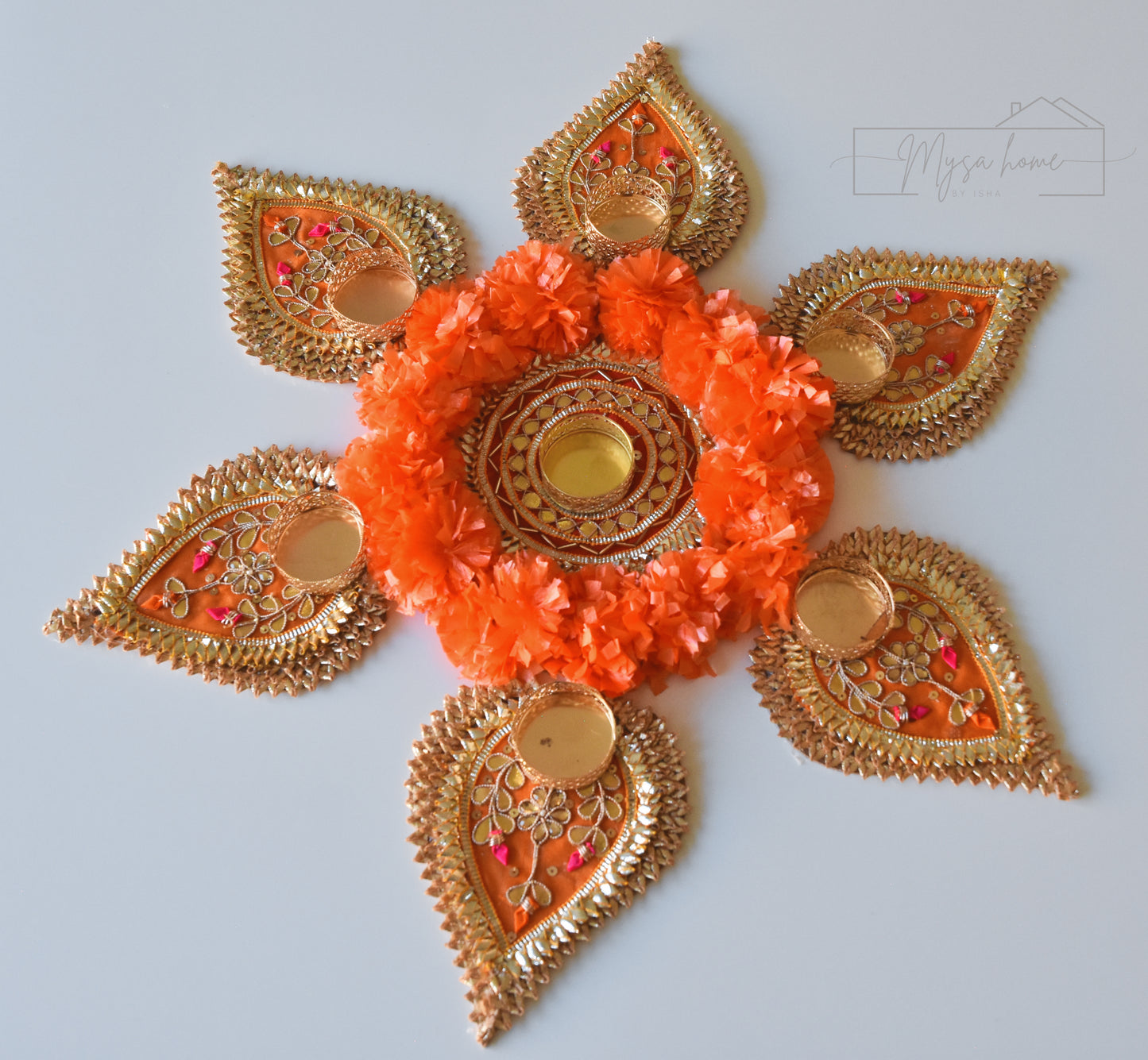 Rangoli Mats : Marigold Gota Mats Set of 7