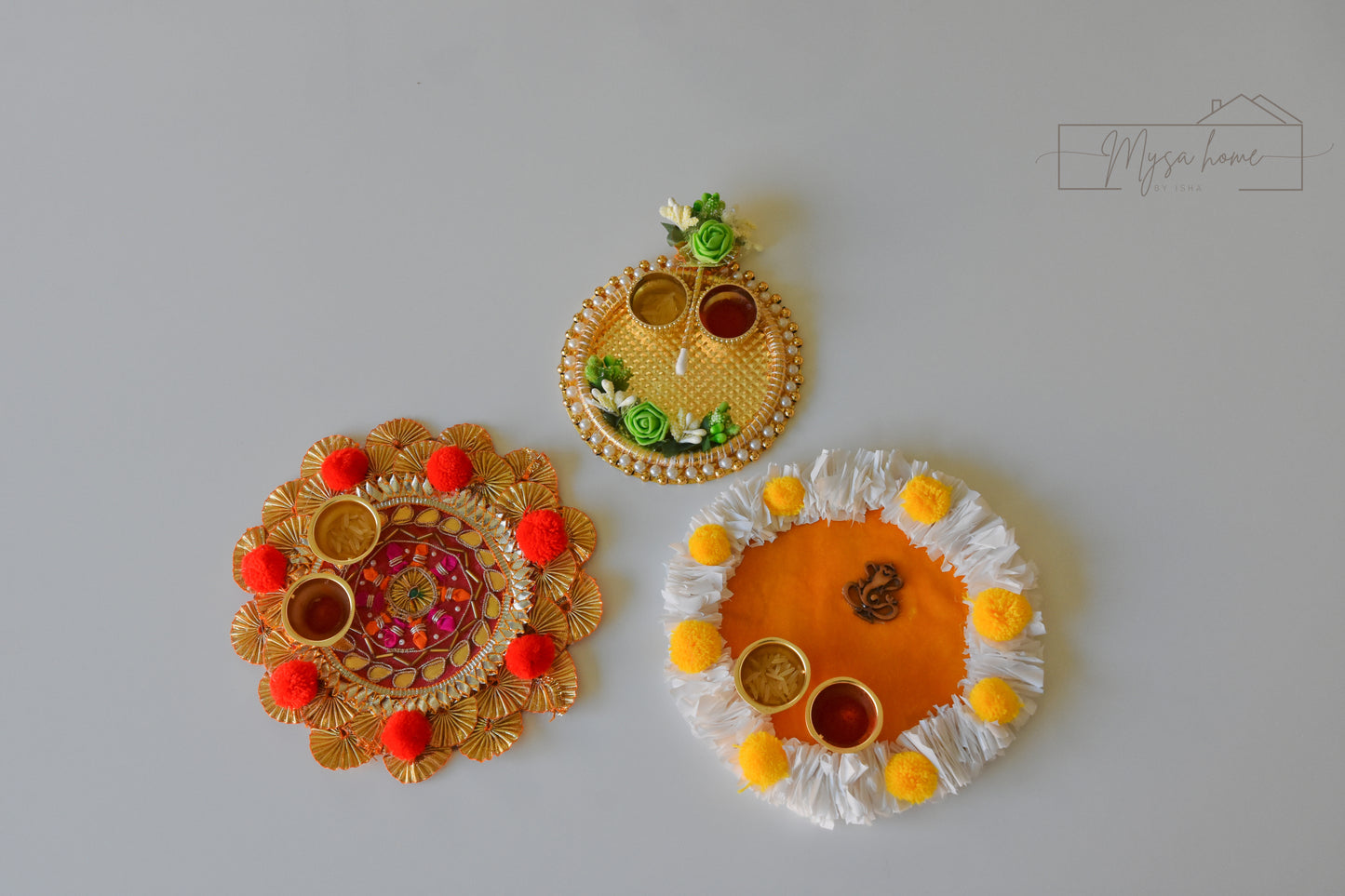 Haldi KumKum/ Tikka Platter - Red Gota