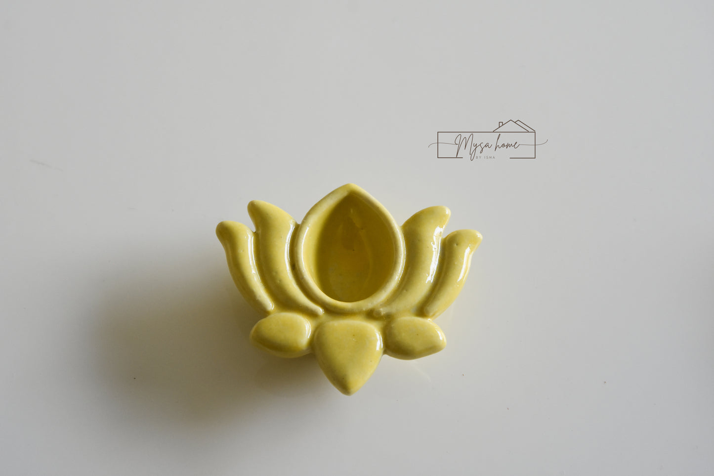 Lotus Pottery Diya - Yellow