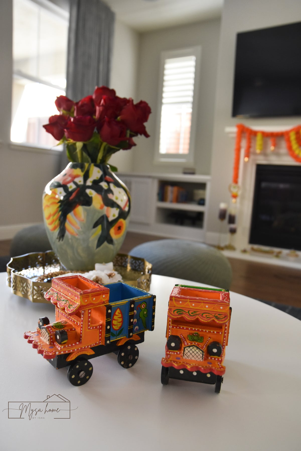 Hand-Painted Wooden Indian Truck