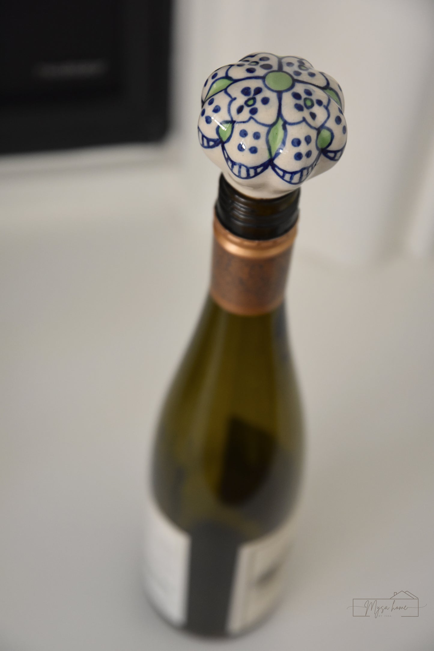 Blue Pottery - Emerald Bottle Stopper