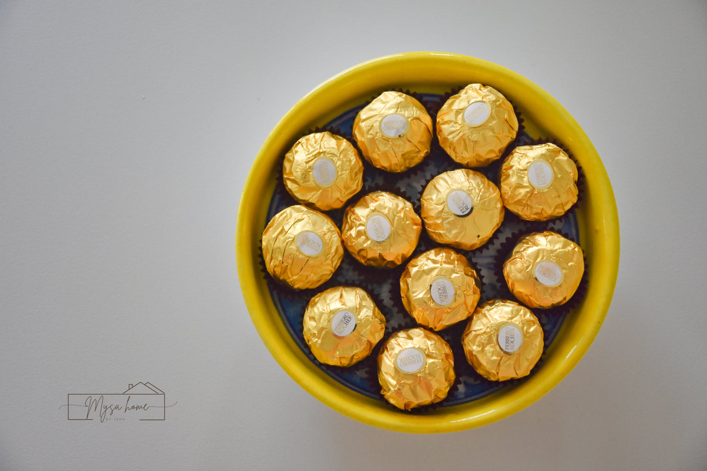 Blue Pottery Tray Round 6" - Yellow