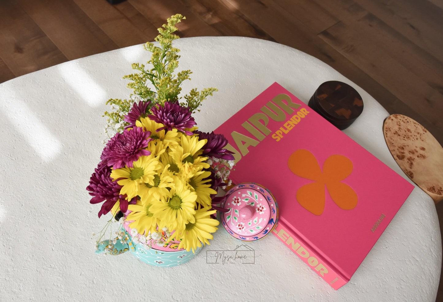 Cart with Glasses- Pink Patola Hand Painted