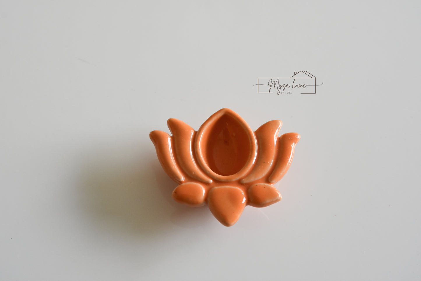 Lotus Pottery Diya - Orange