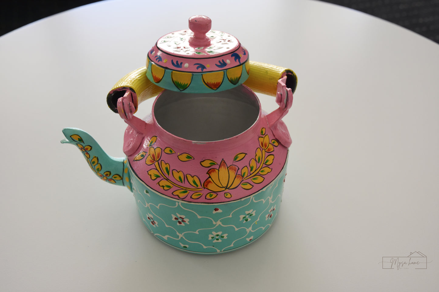 Hand Painted Teapot/ Kettle - Pink Patola