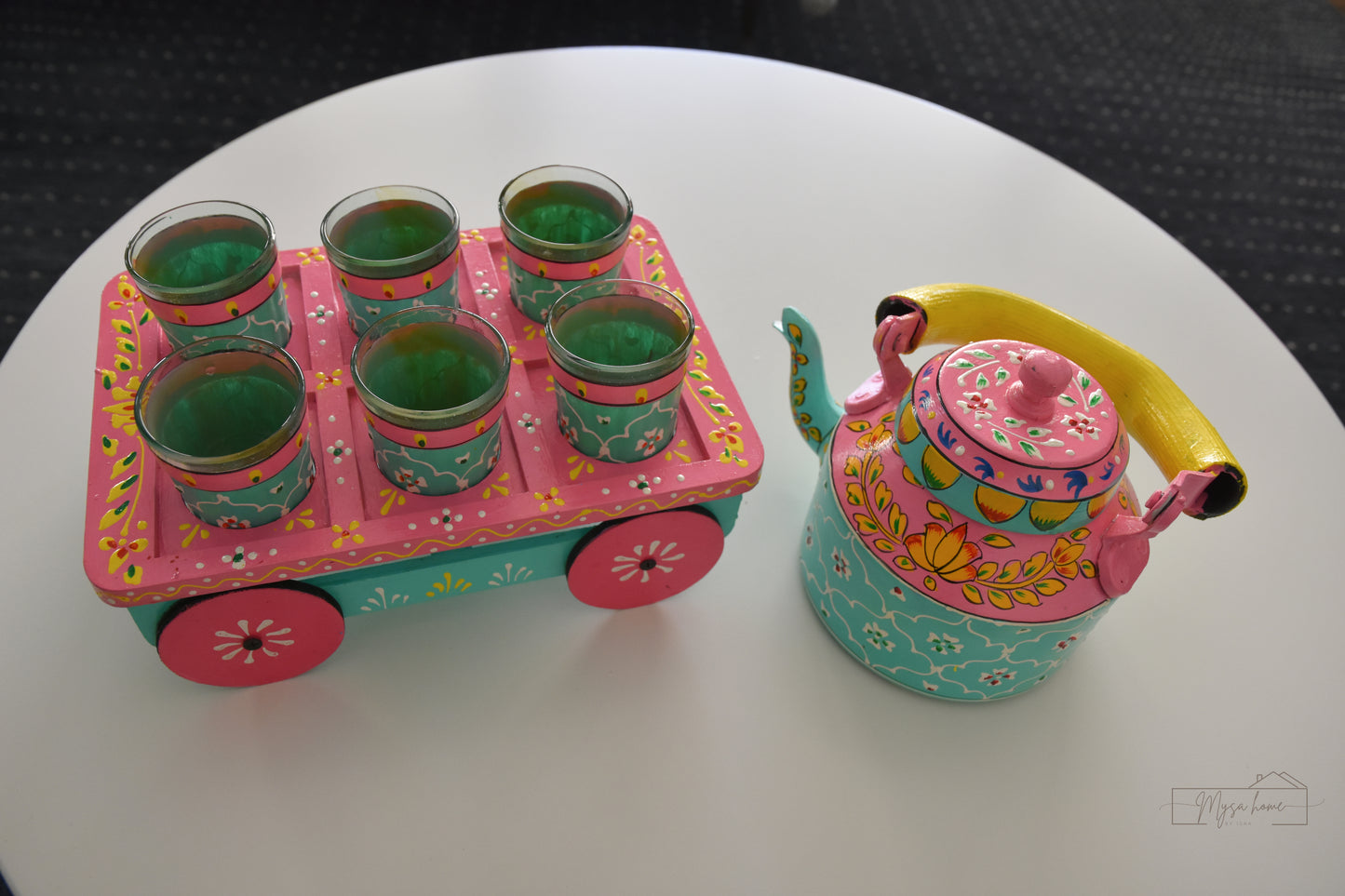 Hand Painted Teapot/ Kettle - Pink Patola