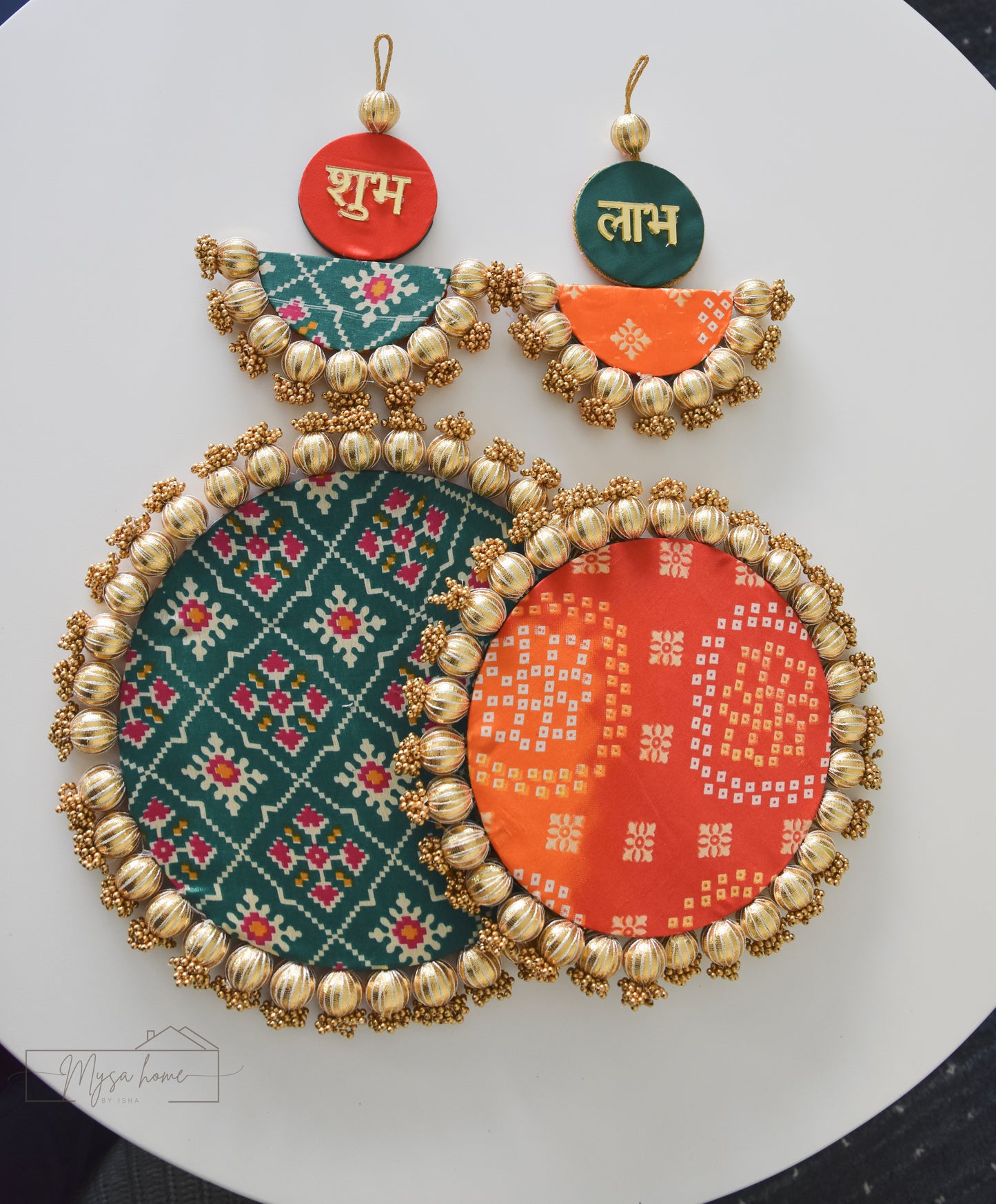 Reversible 10" Green Patola + Red bhandej Rangoli Mat