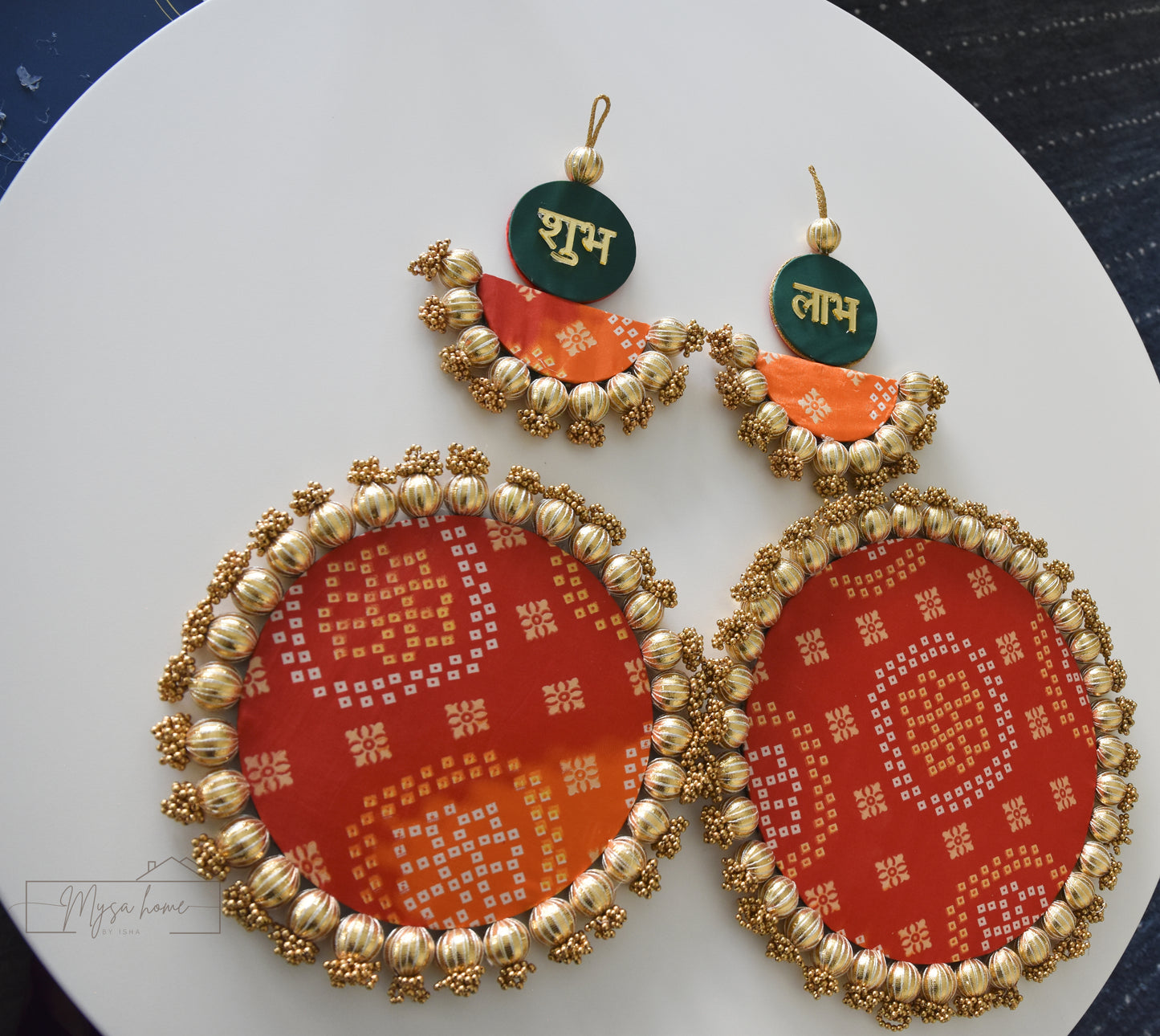 Reversible 10" Green Patola + Red bhandej Rangoli Mat