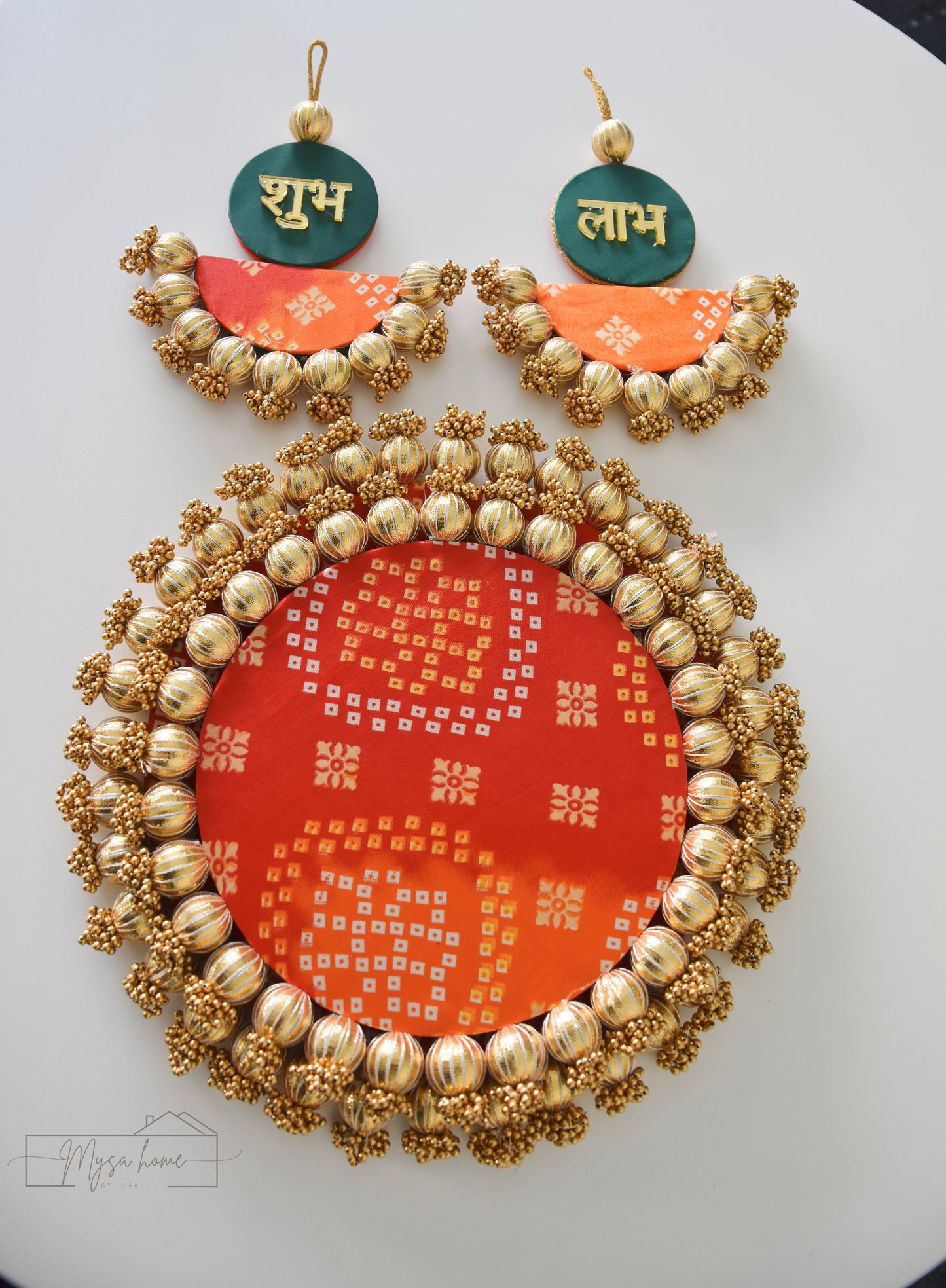 Reversible 10" Green Patola + Red bhandej Rangoli Mat