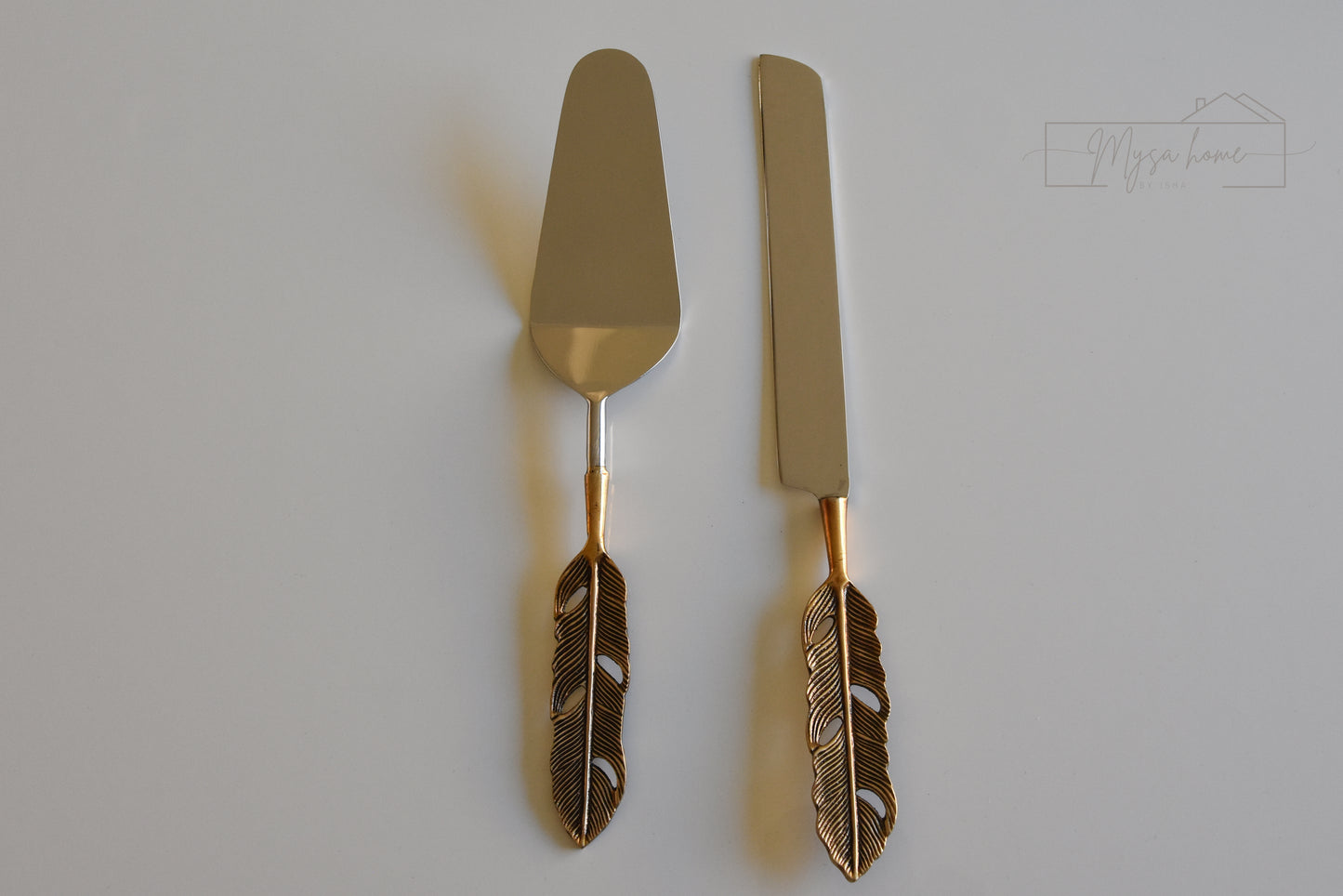 Cake Cutting Set - Gold Feather Collection