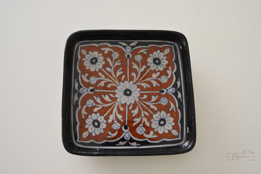 Blue Pottery Tray Square 8" - Ebony Blossoms