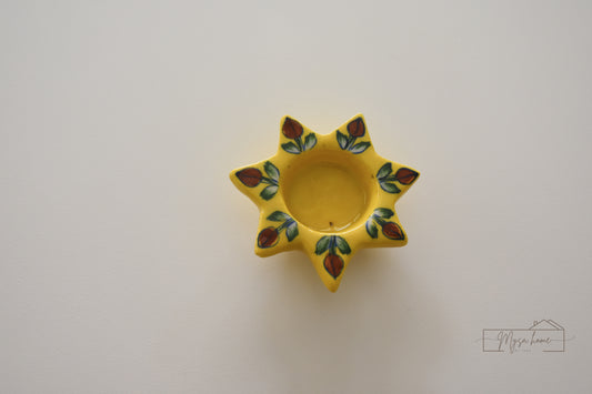 Star Tea Light Diya -3 Yellow Bud