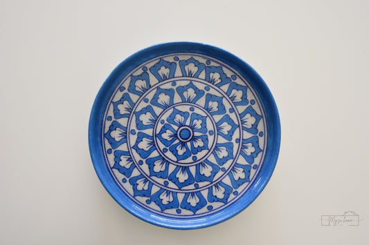 Blue Pottery Tray Round 8.5" - blue