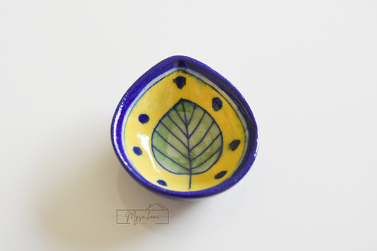Handcrafted blue pottery diya – festive tea light holder for Diwali décor