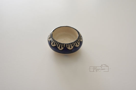 Blue Pottery Round Tea light Blue Petal