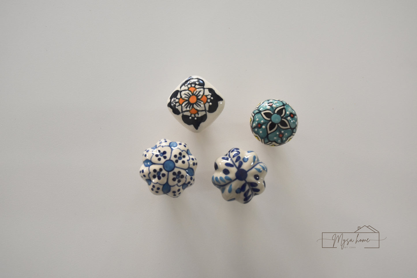 Blue Pottery - Square Flower Bottle Stopper
