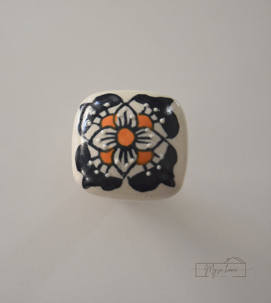 Blue Pottery - Square Flower Bottle Stopper