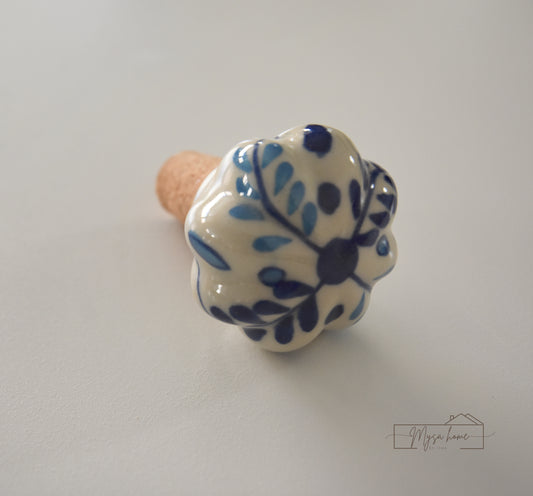 Blue Pottery - Leaves Bottle Stopper