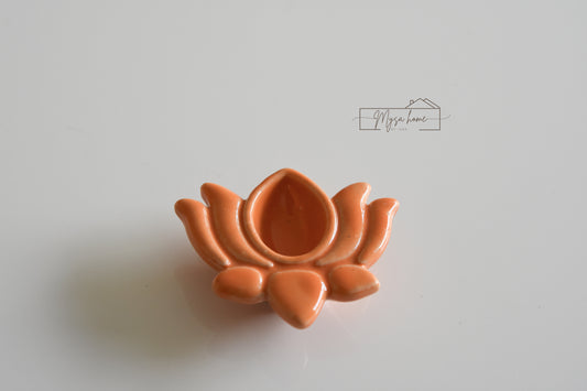 Lotus Pottery Diya - Orange