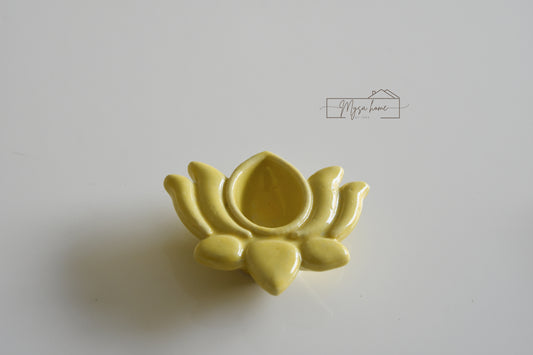 Lotus Pottery Diya - Yellow