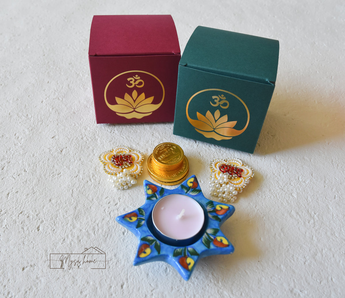 Favor - Jyoti (with Blue Pottery candle holder & Shubh Labh)