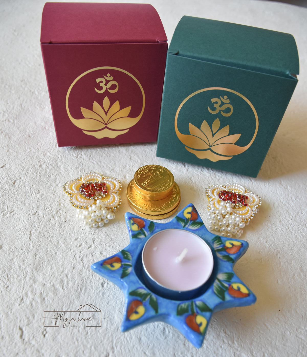 Favor - Jyoti (with Blue Pottery candle holder & Shubh Labh)
