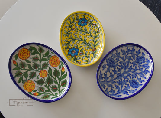 Blue Pottery Plate Oval 10”
