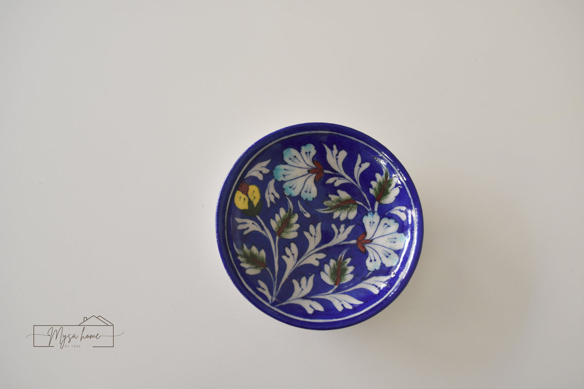 Blue Pottery Round 5" Flat Tray