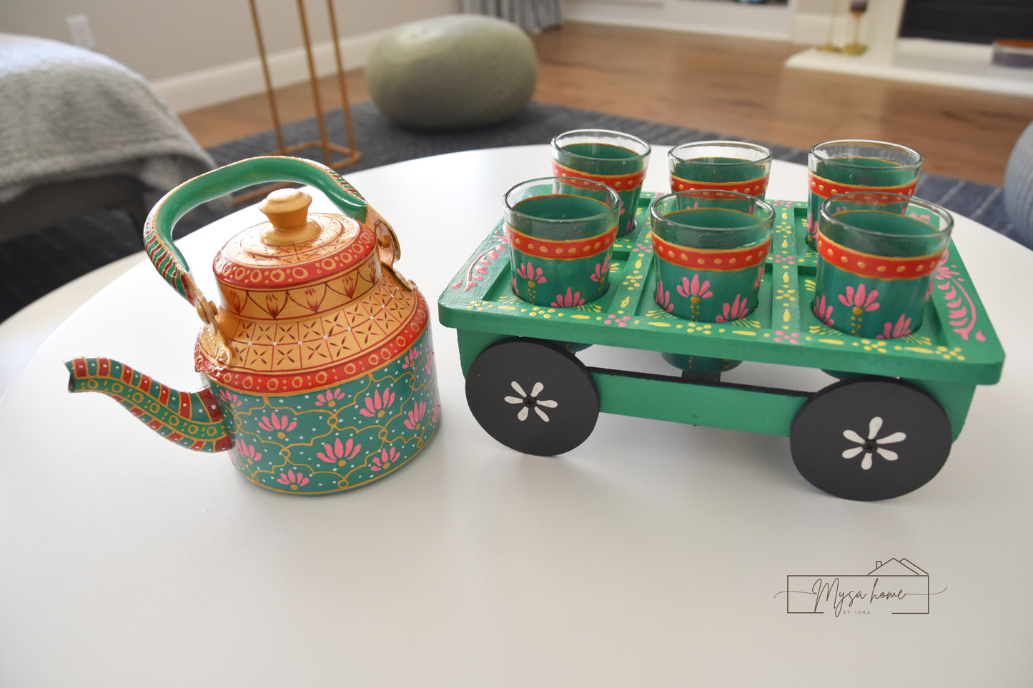 Hand Painted Teapot/ Kettle - Kamal (Stainless Steel)