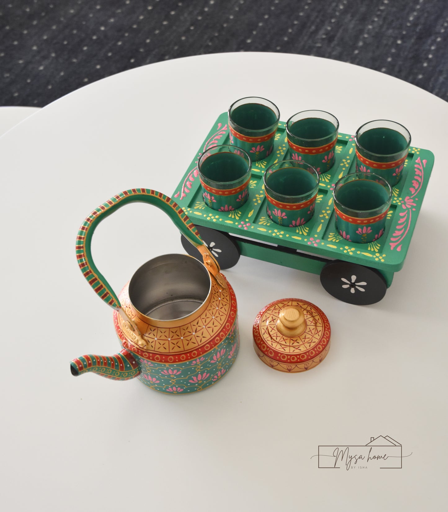 Hand Painted Teapot/ Kettle - Kamal (Stainless Steel)