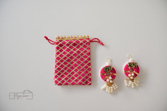 Shubh Labh Hanging Pair with Pouch – Decorative Festive Decor, Puja Room Decor, Housewarming Gift & Festive Gift