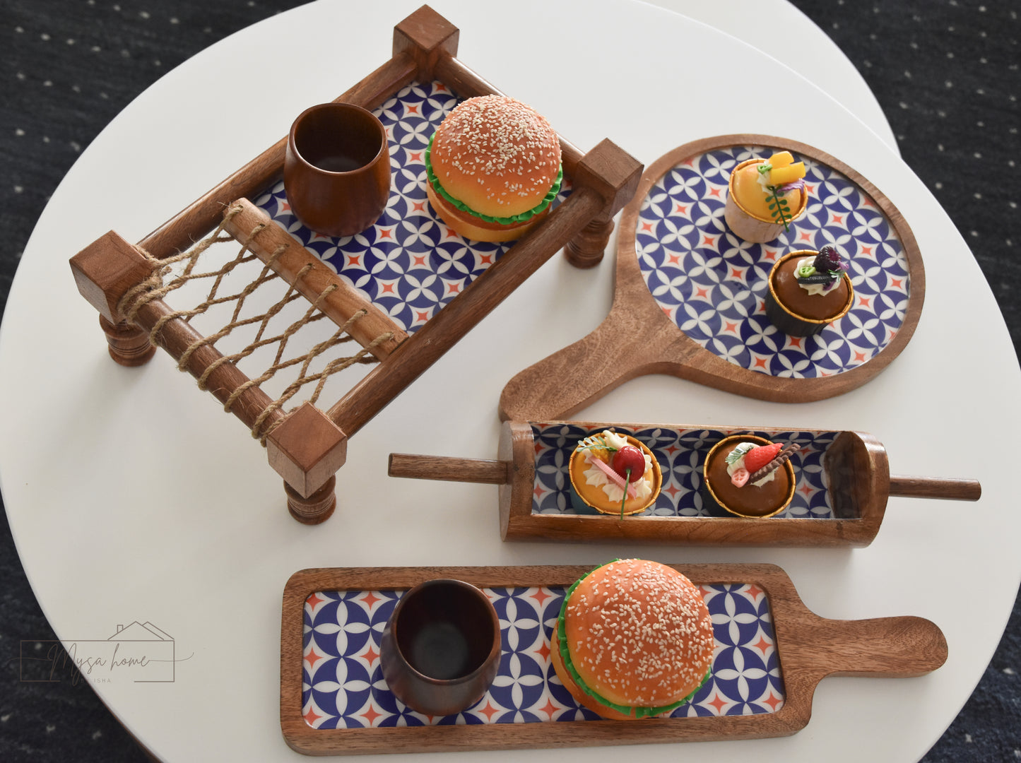 Roll Pin/ Belan Platter - Blue Mosaic