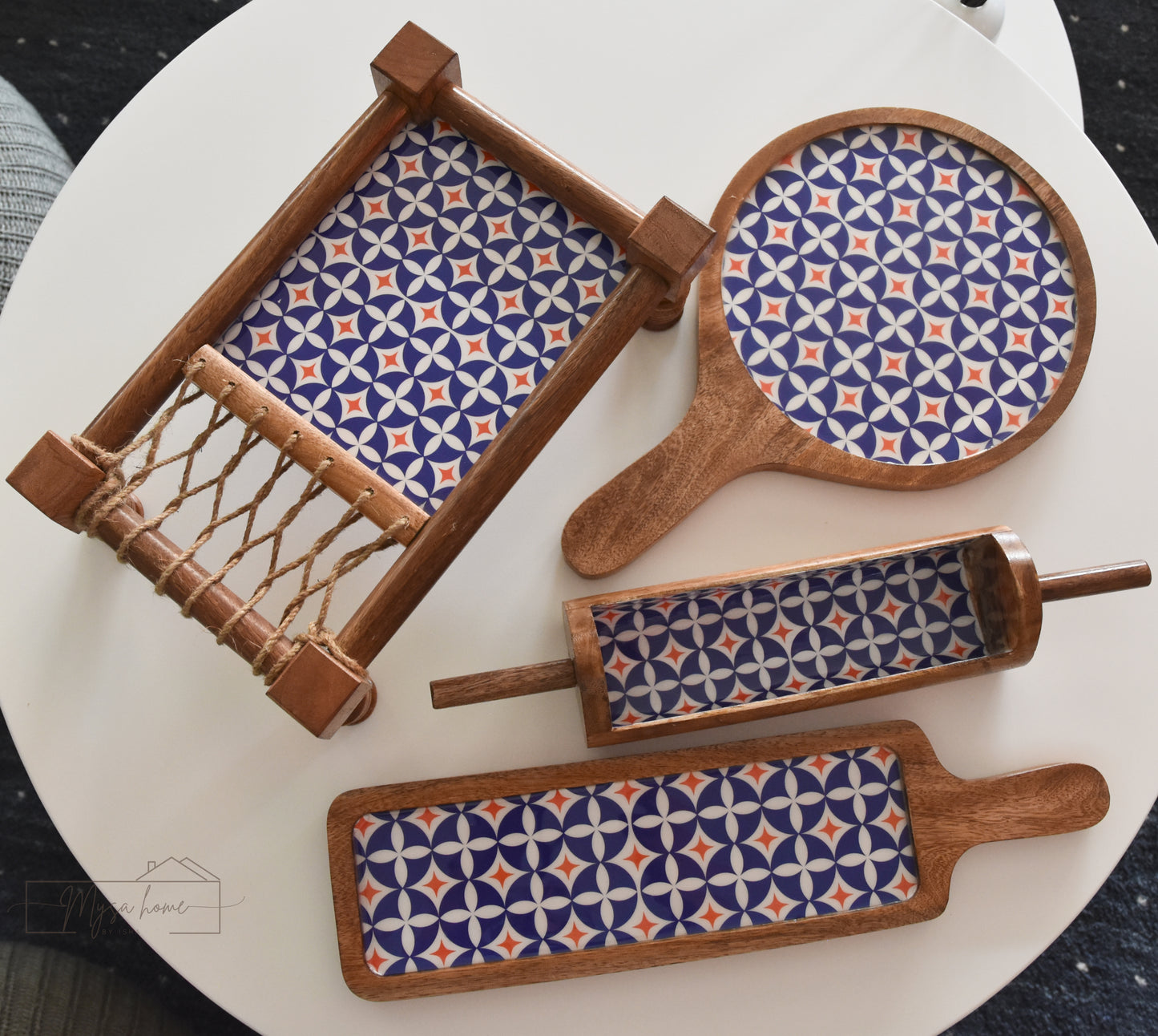 Roll Pin/ Belan Platter - Blue Mosaic