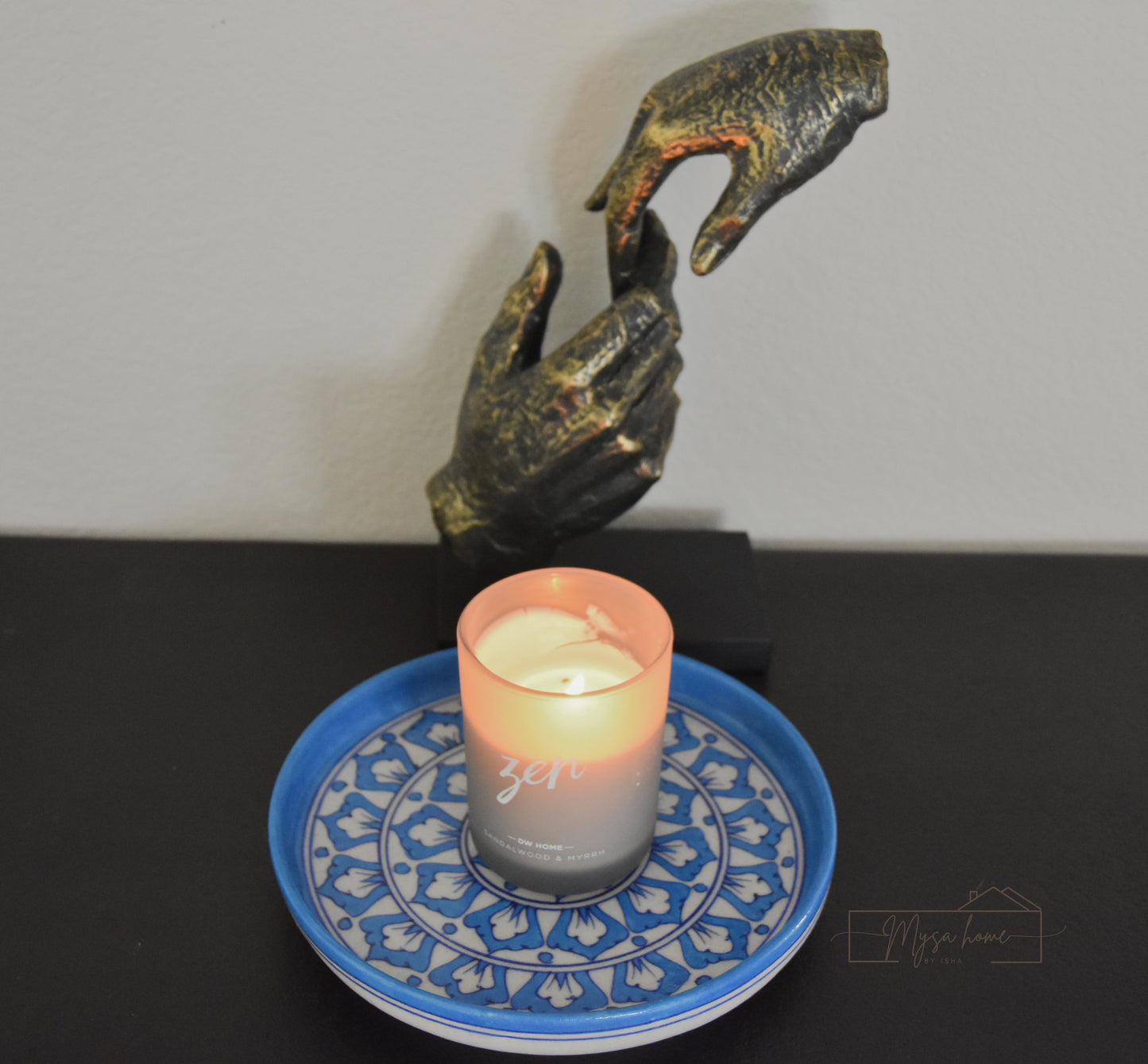 Blue Pottery Tray Round 8.5" - blue