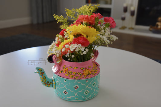 Teapot/ Kettle - Pink Patola Hand Painted