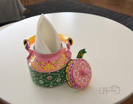 kettle used as a napkin holder