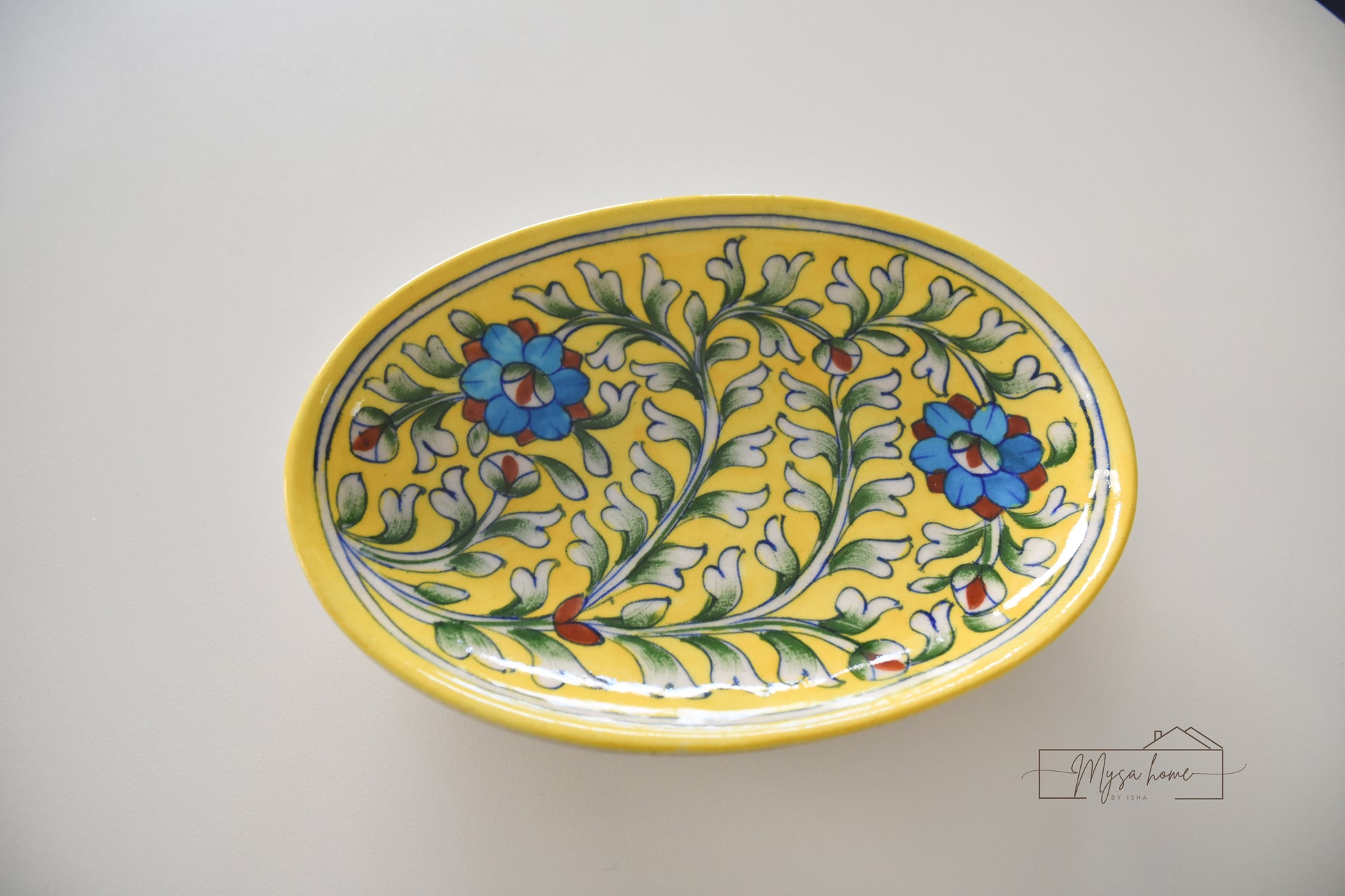 Traditional blue pottery trinket tray – hand-painted and unique