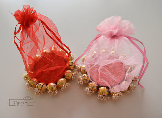 Luxurious Drawstring Platter Potli - Elegant Gifting Pouches