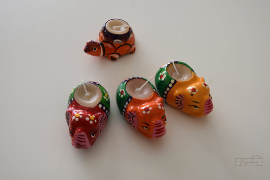 Handmade Pottery Candle/ tea light holder - Kacchua / Tortoise