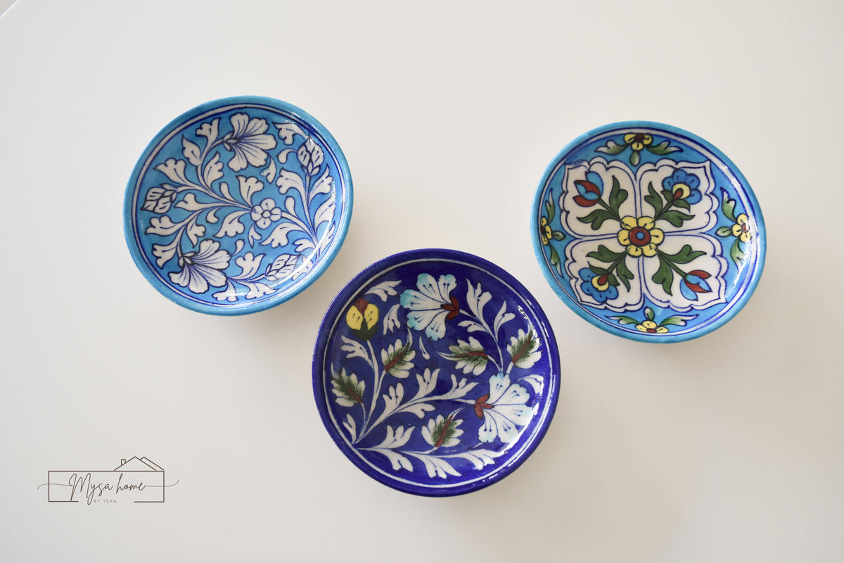 Blue Pottery Round 5" Flat Tray